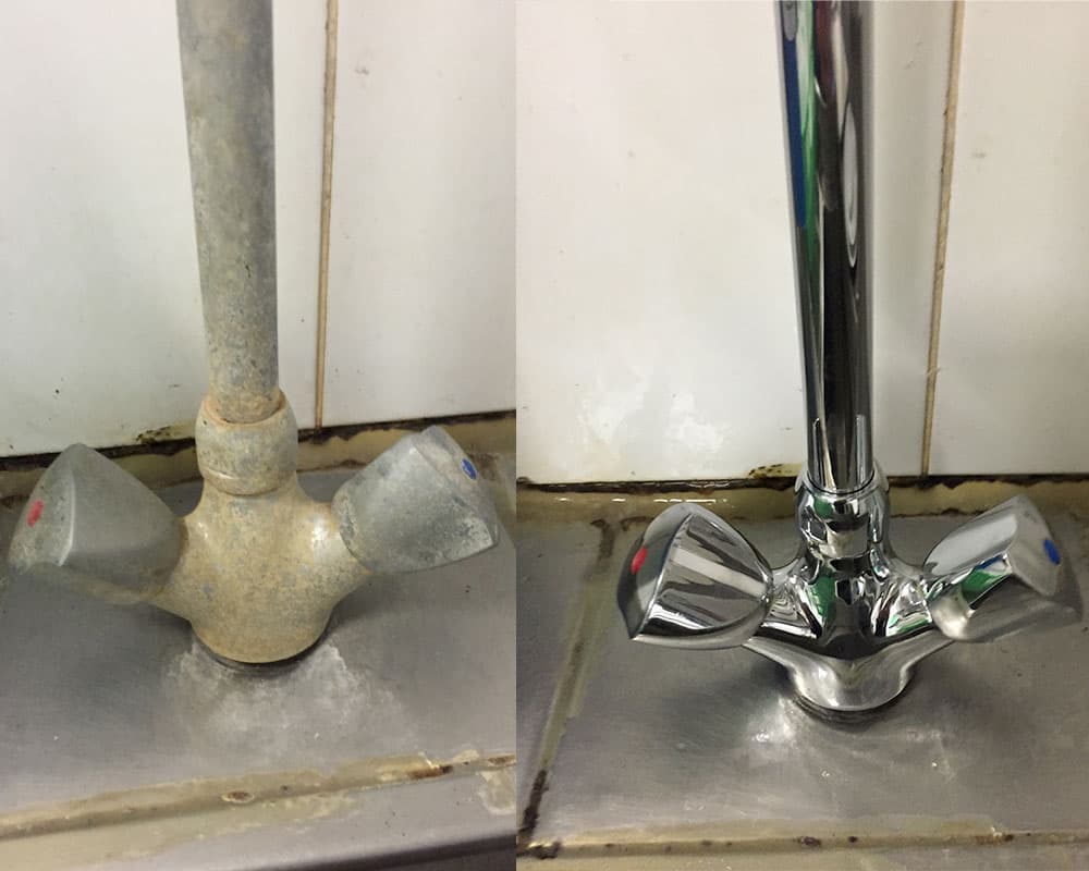 NEC+ nettoyage en profondeur - robinet - avant après